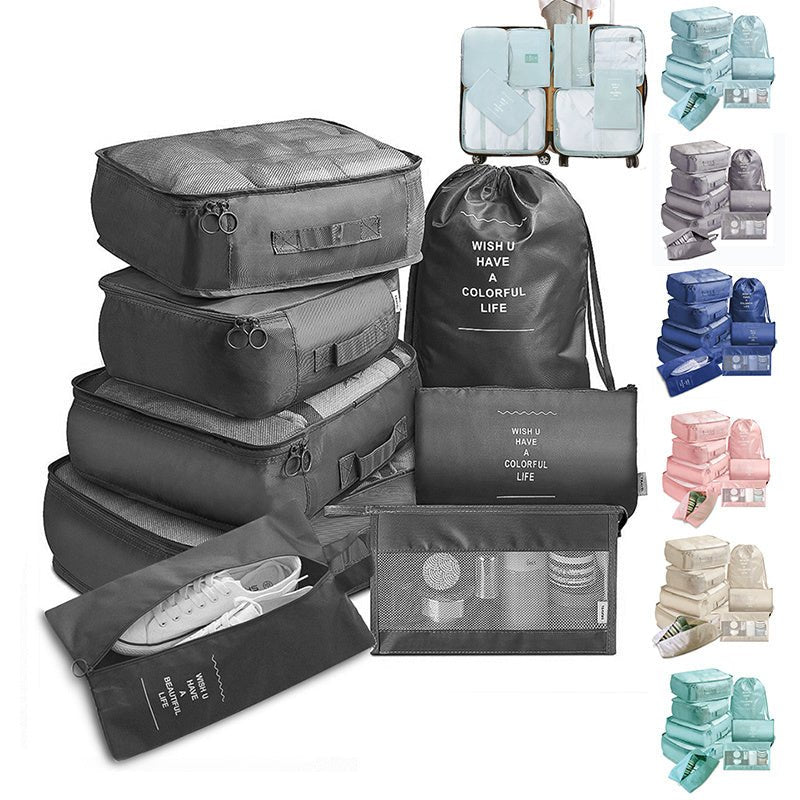 8 - piece Set Luggage Divider Bag Travel Storage Clothes Underwear Shoes Organizer Packing Cube Bag - silverfoxgoods